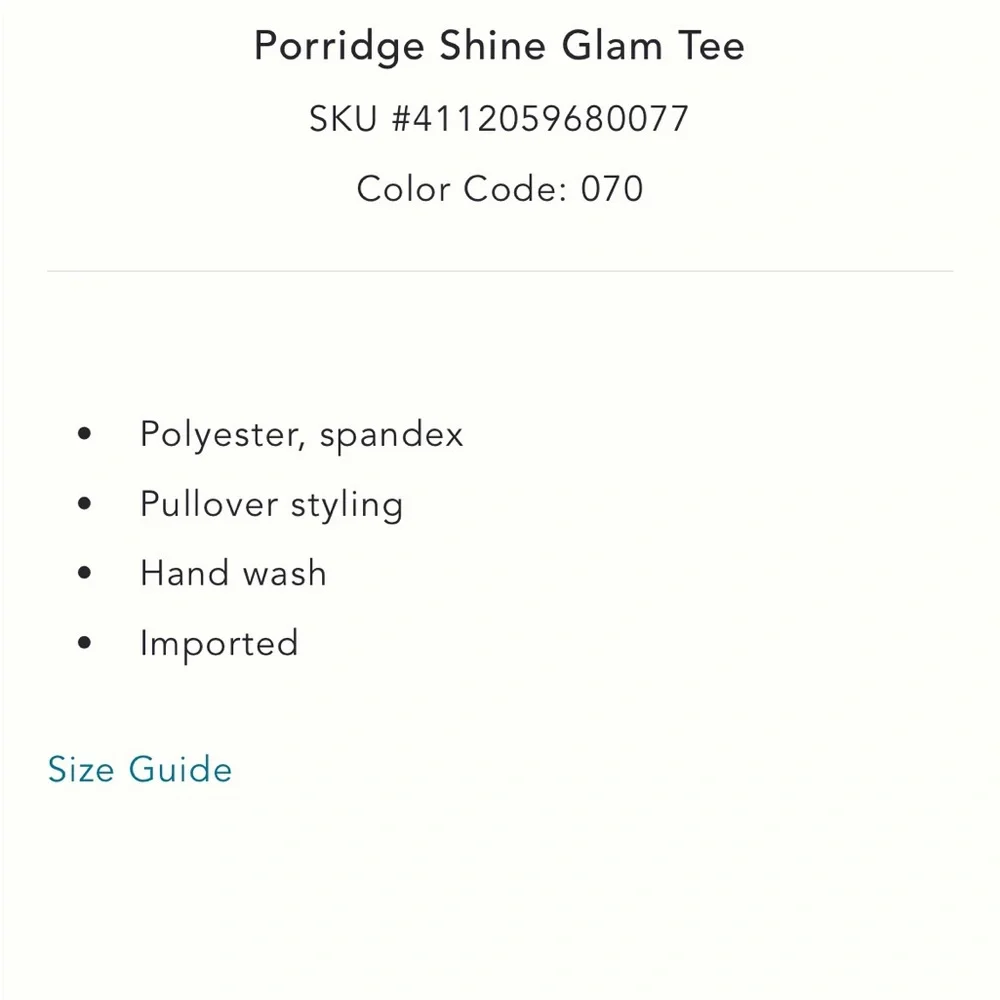 Porridge Gold Shine Glam Short Sleeve Tee Size XS - Picture 12 of 12